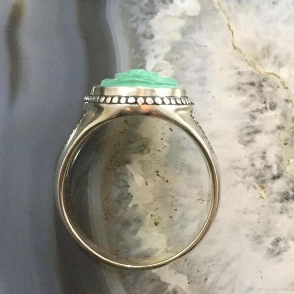 Carolyn Pollack Southwestern Style Sterling Silver Carved Turquoise Flower Ring - Picture 8 of 10